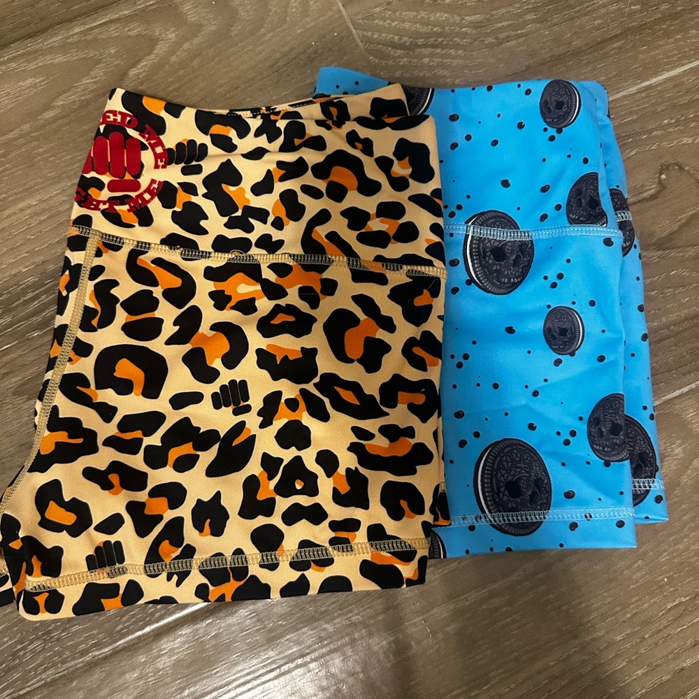 Blue Cookie and cheetah Print Athletic Shorts by feedmefightme
